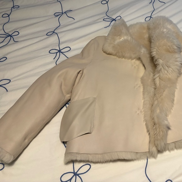 NWT Overland Kylie reversible sheepskin jacket ivory - Picture 14 of 16